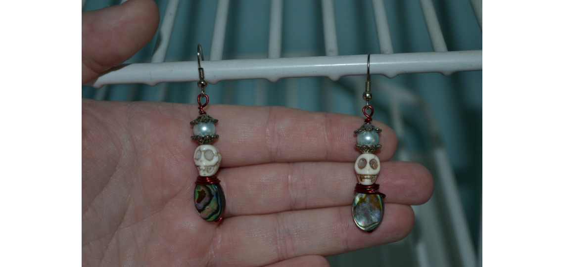 Skull and Abalone Earrings