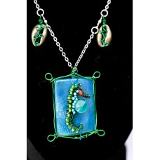 Seahorse on Agate Stone Necklace